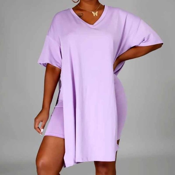 Pants - Biker Short Set Purple Solid Color